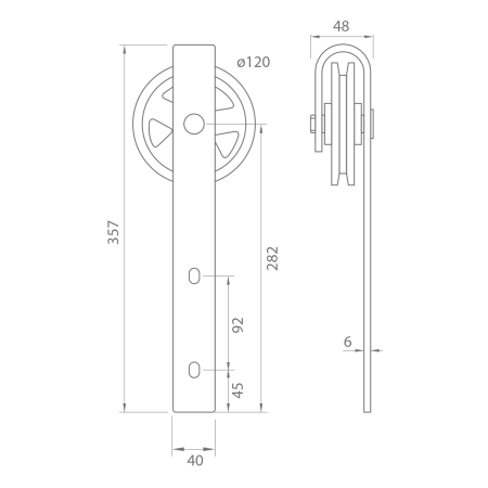MP VINTAGE 1 tolóajtó rendszer csillapítóval és 2 m-es sínnel (BS - matt fekete)