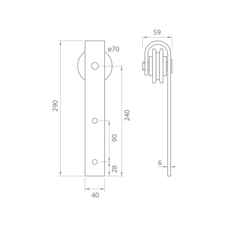 MP VINTAGE 2 tolóajtó rendszer csillapítóval és 2 m-es sínnel (BS - matt fekete)