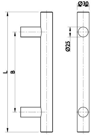 Fogantyú TWIN BF 118000 - darab (Ø 30 mm) - rozsdamentes acél