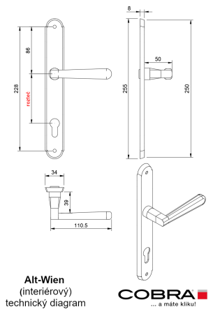 COBRA ALT WIEN ajtóvasalatok (OV - ósárgaréz)