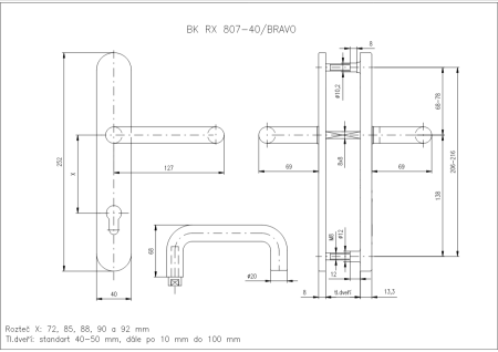 ROSTEX RX807-40 BRAVO biztonsági szerelvények (matt rozsdamentes acél)