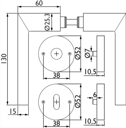 Ajtószerelvények TWIN LEVEL H 1813 (E)