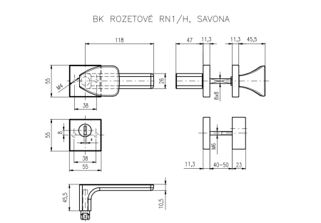 Biztonsági szerelvények ROSTEX RN4/H SAVONA (fekete)