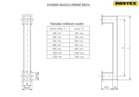 Kilincs ROSTEX BETA (fekete) - egyoldalas