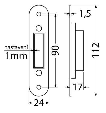 Univerzális, állítható ütközőlap falc nélküli ajtókhoz RICHTER EN.M01.PROTIPL.NAST.CHM
