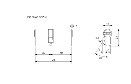 Konstrukciós 6 hornyos betét átmenő csatlakozóval (BSZ) EURO XColor - EC.30/40.BSZ.NI