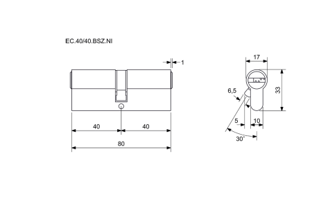 Konstrukciós 6 hornyos betét átmenő csatlakozóval (BSZ) EURO XColor - EC.40/40.BSZ.NI
