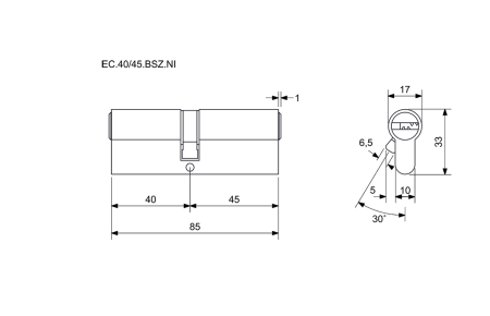Konstrukciós 6 hornyos betét átmenő csatlakozóval (BSZ) EURO XColor - EC.40/45.BSZ.NI