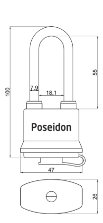 Acél vízálló zár műanyag borítással RICHTER RV.POSEIDON.40.PL