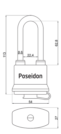 Acél vízálló lakat műanyag borítással RCIHTER RV.POSEIDON.45.PL