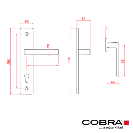 COBRA TOWER H biztonsági vasalat szögletes fogantyúval (F9 - eloxált rozsdamentes acél)