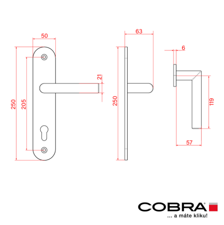 COBRA TOWER S biztonsági vasalat VISION fogantyúval és fedéllel (F9 - eloxált rozsdamentes acél)
