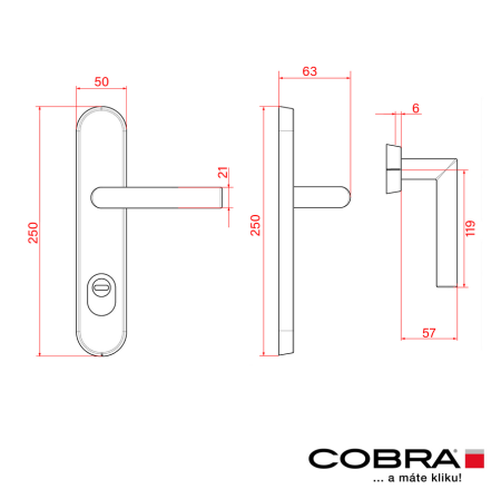COBRA TOWER S biztonsági vasalat VISION fogantyúval és fedéllel (F9 - eloxált rozsdamentes acél)