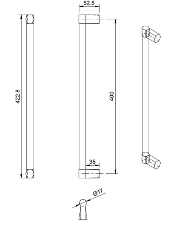 COBRA BLOCCA kilincs 400mm (fekete)