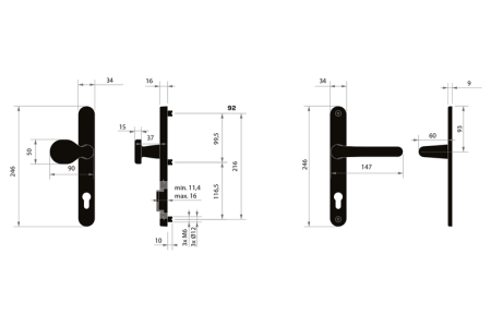 Biztonsági szerelvények MPK - SECURO A04 - USO M1 COSLAN (F5 - Matt fekete)