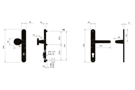 MPK biztonsági szerelvények - SECURO A04 PLUS - USO M1 COSLAN (F9 - Eloxált rozsdamentes acél) - fedéllel