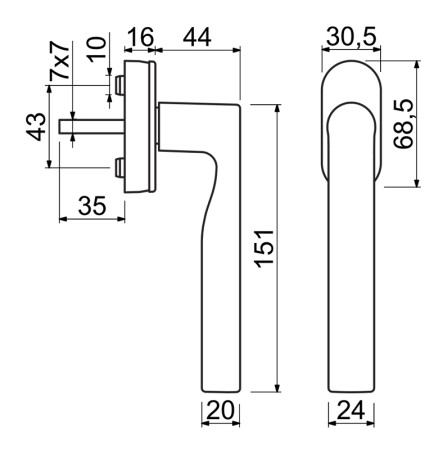 Ablakkilincs RICHTER RHW.167 (fehér .F9016)