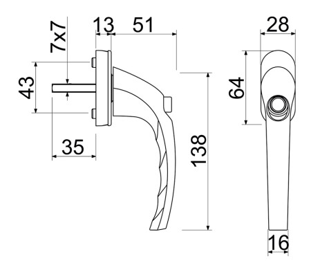 Zárható ablakkilincs RICHTER RHW.179.P. (F9016 - fehér)