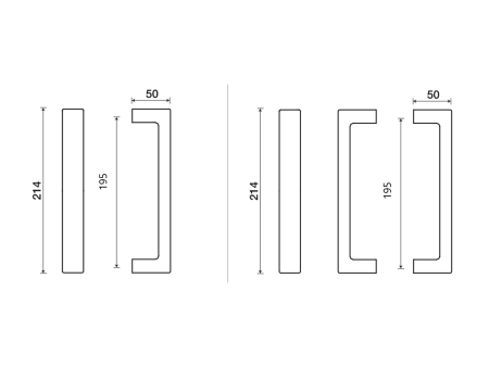 KETTŐS TUKE Pi2007 AJTÓKILINCS (RC) - hossz 214 mm, távolság 195 mm