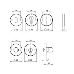 HOLAR MT 01 ajtóvasalat gömbbel és négyzet alakú rozettával (rozsdamentes acél)