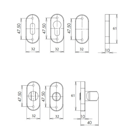 HOLAR MT 03 ajtóvasalat ovális rozettával (rozsdamentes acél)