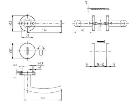 AKCIÓS ROSTEX CORNO ajtóvasalatok csapokkal (MATT ROZSDAMENTES ACÉL) - BB