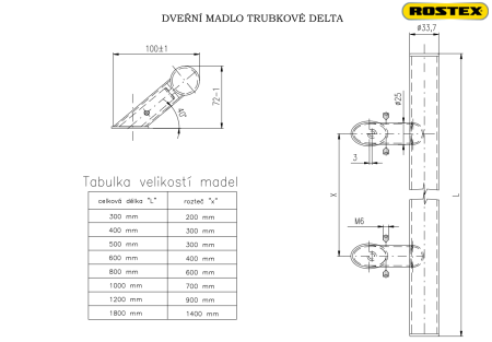 ROSTEX DELTA kilincs (fekete) - kétoldalas