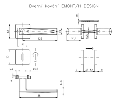 ROSTEX EMONT/H ajtóvasalatok csapokkal (MATT RÉZ)