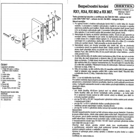ROSTEX BK RX4-50 EXCLUSIVE 3. osztályú biztonsági szerelvények (KRÓMOZSDAMENTES ACÉL)